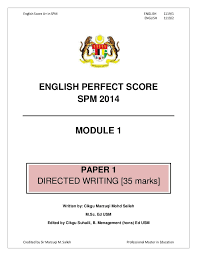 Marking scheme for spm paper 1 english 1119/1. English Perfect Score Spm