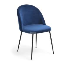 Blue upholstered velvet hollow design armrest side chair: Mystere Dining Chair Navy Blue Velvet Black Moorabbin Home Furnishers