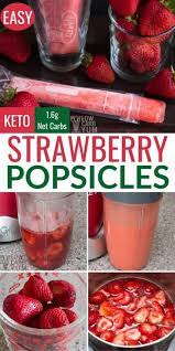 Keto popsicle recipes · keto strawberry cheesecake popsicles · keto fudgsicles · low carb peanut butter popsicles · strawberry lemonade popsicles ( . Sugar Free Strawberry Keto Popsicles Or Freezer Pops Low Carb Yum
