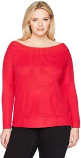 Lucky Brand Womens Plus Size Waffle Thermal Top Red 1x