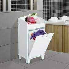 Au $21.02 to au $28.61. Homcom Wooden Bathroom Laundry Hamper Cabinet White For Sale Online Ebay