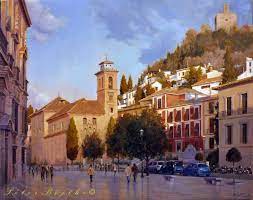 Pintura Peter Bojthe Plaza Nueva 2 Granada Paisaje Urbano Paisajes Plaza