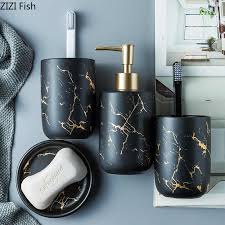 Great savings & free delivery / collection on many items. Imitation Marble Ceramics Bathroom Accessories Set Soap Dispenser Toothbrush Holder Tumbler Soap Dish Bathroom Products Bathroom Accessories Sets Aliexpress