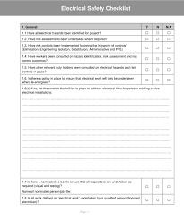 › free printable checklist template. Workplace Electrical Safety Checklist Template Example