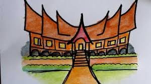 Rumah adat pepadun nuwo sesat. Belajar Menggambar Rumah Adat Minangkabau Untuk Anak Sd Youtube