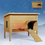FURRYFECTION Outdoor-Cat-House, Large Wooden Weatherproof Pet House for  Multiple Cats with fold-up Stair & Visible Side Window