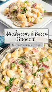 Creamy Mushroom And Bacon Gnocchi Recipe Gnocchi Recipes Homemade Gnocchi Recipes Easy Gnocchi Dishes