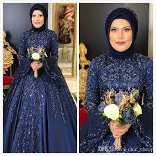 2020 Plus Size Arabic Aso Ebi Muslim Navy Blue Lace Wedding Dresses Beaded Long Sleeves Bridal Dresses Satin Wedding Gowns Zj254 From Chic Cheap 188 95 Dhga Nontraditional Wedding Dress Long Sleeve