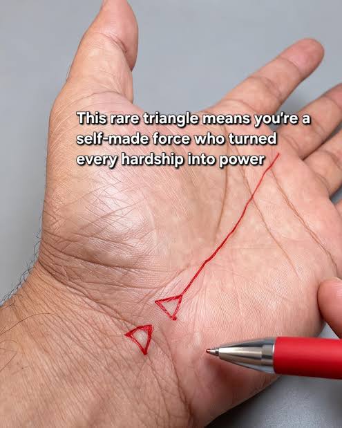 What does a triangle at the base of the thumb signify in palmistry?