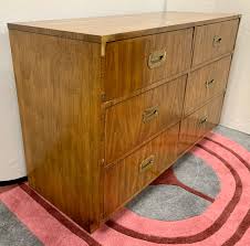 Compare products, read reviews & get the best deals! Home Living Furniture Mid Century Campaign Style Five Drawer Highboy Dresser By Dixie With Brass Hardware