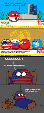 The comic represent countries and are drawn as balls. American Nightmare Polandball Country Jokes Fun Comics Nightmare