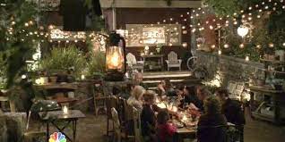 All Lit Up At Night Backyard Dining Backyard Dining Set Parenthood Tv Show