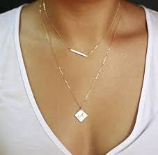 Simulated diamond heart journey pendant sale $50.00. Amazon Com Layering Necklace Silver Skinny Bar Necklace Diamond Shaped Necklace Personalized Jewelry Initial Necklace Dainty Layered Necklace Gold Handmade