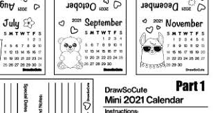 This 2021 calendar comes with an easel or stands on its own because of its accordion fold. 2021 Mini Calendar Draw So Cute