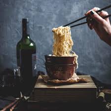 We sit down to taste it, on day 10 of our journey a. Food Photography Noodles Shot Many Layers Wooden Block Paper Double Bowl Cork Chopsticks Glass Bott Gluten Free Ramen Noodles Food Gluten Free Ramen