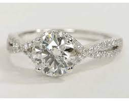 Twisted Halo Diamond Engagement Ring In 14k White Gold Engagement Rings Twisted Detailed Engagement Ring Engagement Rings