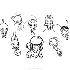 Miraculous ladybug youtube los miraculous pom pom animals miraculous wallpaper ladybug y cat noir cold porcelain coloring pages sewing projects. Miraculous Ladybug Coloring Pages Marinette With Kwamis Xcolorings Com