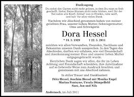 Traueranzeigen von Dora Hessel