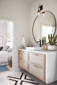 Modern Bathroom Clean Bathroom Simple Bathroom Design Master Bathroom Round Mirror In Bathro Simple Bathroom Designs Simple Bathroom Large Bathroom Mirrors