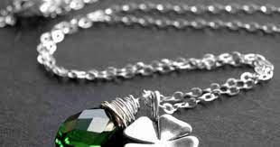 Shamrock Necklace Clover Jewelry Green Necklace Jewelry