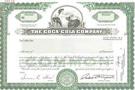 Most stocks, or also called shares, earn dividends. The Coca Cola Co Specimen Stock Certificate