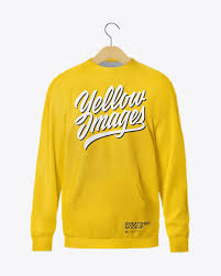 Download Sweatshirt Mockup With Hanger Front View In Apparel Mockups On Yellow Images Object Mockups