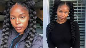 Two Jumbo Braids With Kanekalon Braiding Hair Protective Style Youtube Kanekalon Braiding Hair Jumbo Braids Quick Braided Hairstyles