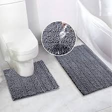 We also have in store bath runners, toilet seat covers, in shower bath mats, and bath rugs sets for your browsing pleasure. Amazon Com Bathroom Rugs Bath Mat Set For Bathroom 2 Piece Grey Kitchen Dining