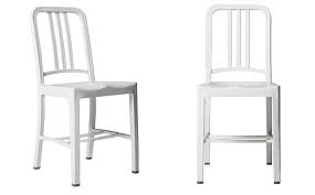 Emeco Style Plastic Designer Dining Navy Chair In White Set Of 2 Navy Chair Chair Design