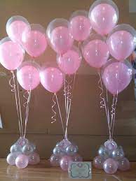 Pink And Gold Baby Shower Balloon Centerpiece Google Search Decoracion Con Globos Transparentes Globos Globos Transparentes