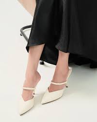 Giày Cao Gót Mules Quai Thắt Bính