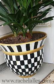 Black And White Outdoor Plant Pots Black And White Painted Planter Knockoffdecor Com Mackenzie Childs Diy Mackenzie Childs Inspired Mackenzie Childs