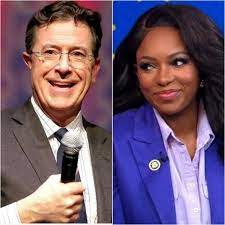 SHOCKING TWIST: AFTER THE LATE SHOW CANCELLATION, STEPHEN COLBERT TEAMS UP  WITH JASMINE CROCKETT FOR EXPLOSIVE NEW SHOW—IS THIS THE FUTURE OF  LATE-NIGHT TV?" In a jaw-dropping turn of events, Stephen Colbert,