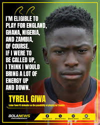 Luton Town FC defender Tyrell Giwa (18) is confident he can "bring a lot of  energy" to the Chipolopolo squad if given the opportunity to represent his  mother's country. Read more here