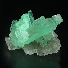 Halite With Green Inclusions Of Herbertsmithite On Colorless Halite Lubin Mine Lubin District Lower Sile Crystals Minerals And Gemstones Rocks And Minerals