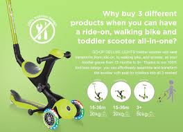 Go Up Deluxe Lights Toddler Scooter With Seat Footrest Foldable Light Up Wheels Globber