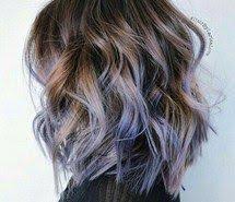 Inspiring Image Blue Highlights Short Wavy Brown Hair Black Mesh Long Sleeve Hair Styles Thick Hair Styles Pastel Purple Hair