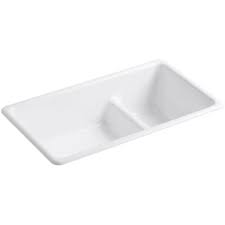 Drop in cast iron kitchen sinks look great in your kitchen and have a timeless appeal. Kohler K 6625 0 White Iron Tones 33 Drop In Double Basin Cast Iron Kitchen Sink Faucetdirect Com