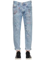 Diesel 16 5cm Slim Mharki Graffiti Denim Jeans In Blue For Men Lyst