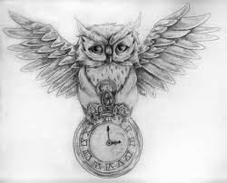 Black And White Owl And Rose Tattoo Designs Owl And Pocket Watch Tattoos Sketch Tattoobite Com Owl Tattoo Design Realistic Owl Tattoo Owl Tattoo