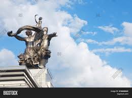 It is 24.5 meters (78 feet) high, made from stainless steel by vera mukhina for the 1937 world's fair in paris, and subsequently moved to moscow. Moscow 26 05 2019 Back Image Photo Free Trial Bigstock