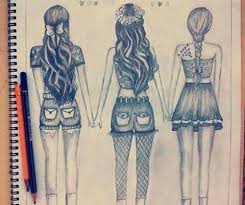 Three Girl Drawing Best Friend Drawings Drawings Of Friends Friends Sketch