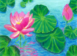 What did monet use to paint water lilies? Water Lilies With Pink Lotus Heni S Happy Paintings