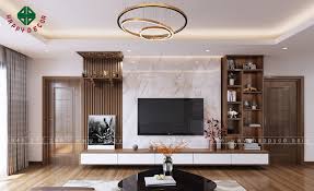 Mẫu Vách Tivi Treo Phòng Khách Hiện Đại