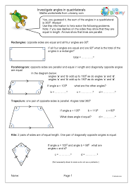 investigate angles in a quadrilateral geometry shape maths worksheets for year 6 age 10 11 by urbrainy com
