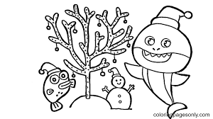 baby shark christmas coloring pages baby shark coloring pages coloring pages for kids and adults