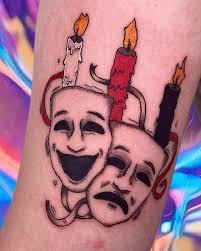 Máscaras de teatro • Este tatuaje es personalizado para @dangarced que  confío en mi trabajo. Muchas gracias. 💓 Si te interesa un proyecto así,  mándame mensaje. 💓 @tatuarte.ink @yanderestudi0 #yanderestudio  #tatuarte.ink #