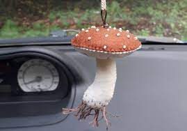 Toadstool Ornament Felt Magic Mushroom Rear View Mirror Etsy In 2021 Felt Mushroom Felt Ornaments Stuffed Mushrooms