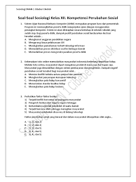 Selamat datang di channel jagat edukasi. 1 Soal Soal Sosiologi Kelas Xii Kompetensi Perubahan Sosial Pdf