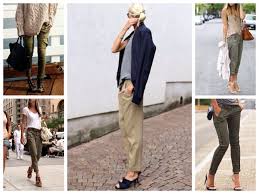 Khaki Hose Kombinieren Sommer Herbst Kleidung Fashion Outfit Mode Safari Look